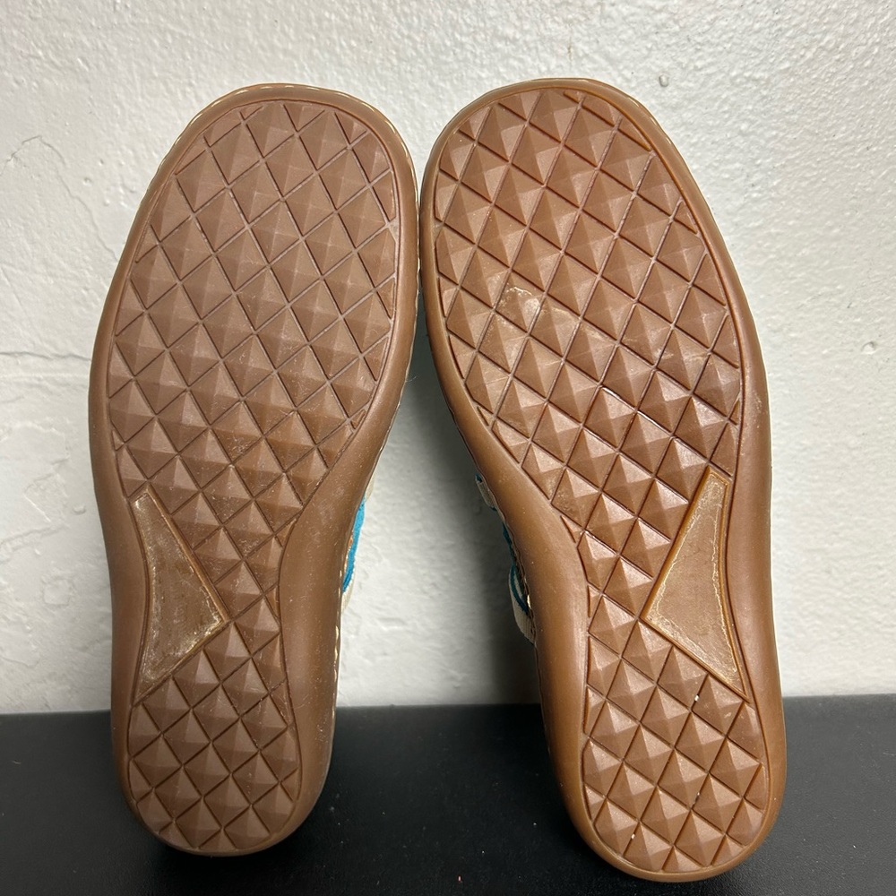 Born Teal Suede Mary Jane Flats with Tan Leather Accents - Picture 9 of 9